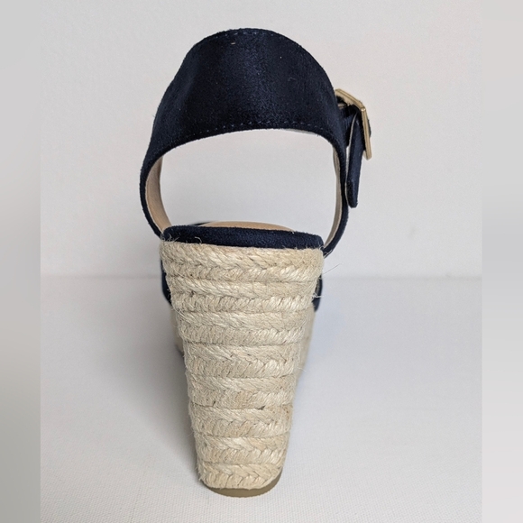 American Eagle Women's Dark Blue Espadrille Wedge Sandal Slingback Heel Sz 6.5 - Picture 4 of 9